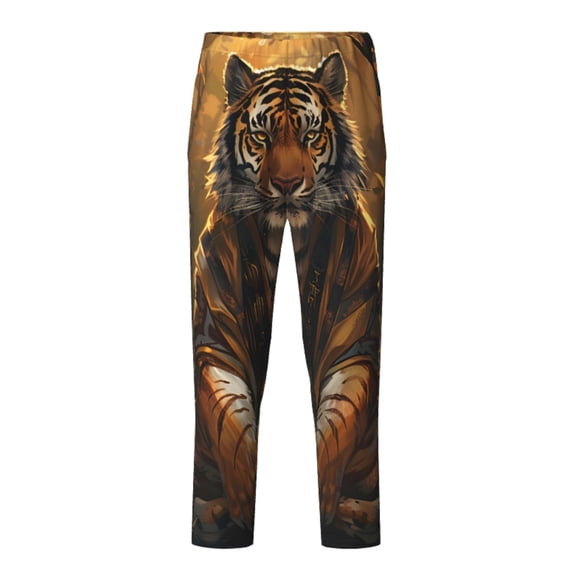 Xecao Tiger In The Fallen Leaf Forest Print Teenagers' Pajama Pants Long Sleep Pants Soft Elastic Waist Pajama Bottoms Elastic waist with 2 Pockets 5-16 Years-Large