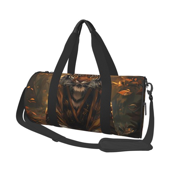 Xecao Tiger In The Fallen Leaf Forest Print Travel Duffle Bag, Bag Carry On Tote Bags for Women, Travel Sport Gym Bag for Men, Hospital Bag for Labor and Delivery
