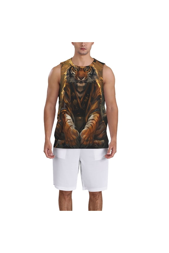 Tiger In The Fallen Leaf Forest print basketball shirt for both men and women, a unisex basketball jersey perfect for theme parties-Small