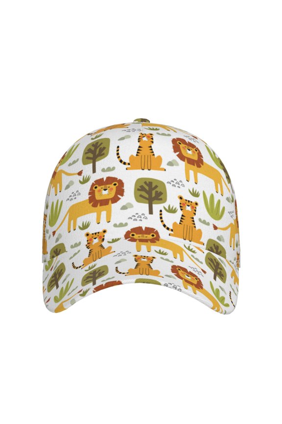 Tiger Lion for Baseball Cap: Unisex, crafted from classic polyester twill fabric, featuring a soft unconstructed design