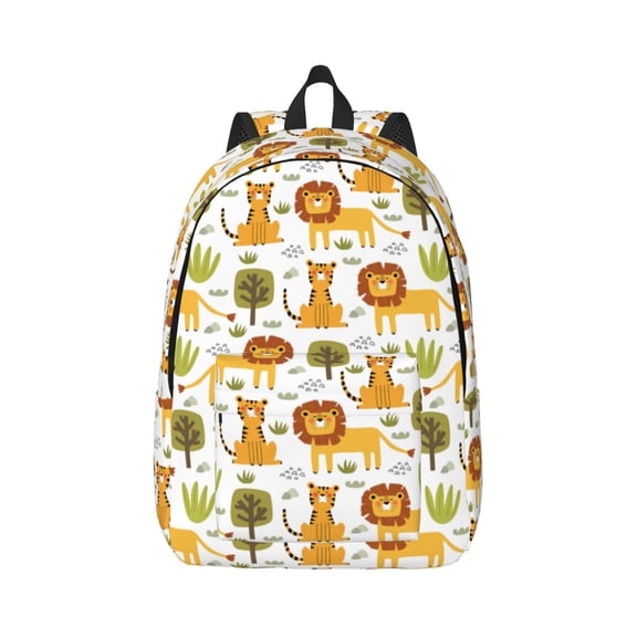 Xecao Tiger Lion for Canvas College Laptop Backpack, Durable Rucksack Travel Notebook Bag School Backpack Book Bag for Men Women