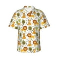 thumbnail image 1 of Xecao Tiger Lion print Hawaiian shirt - a stylish short-sleeve button-down for men, perfect for casual beach and tropical outings., 1 of 9