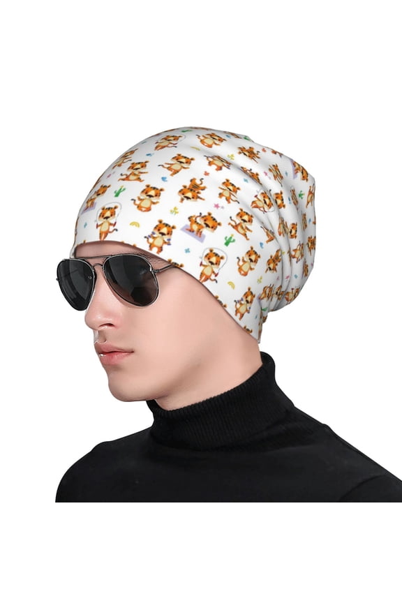 Tigers go in for Sports Print Beanie Knitted Hat for Men Women, Winter Fashion Knit Cuffed Caps Unisex