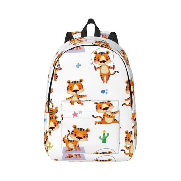 Xecao Tigers go in for Sports for Canvas College Laptop Backpack, Durable Rucksack Travel Notebook Bag School Backpack Book Bag for Men Women