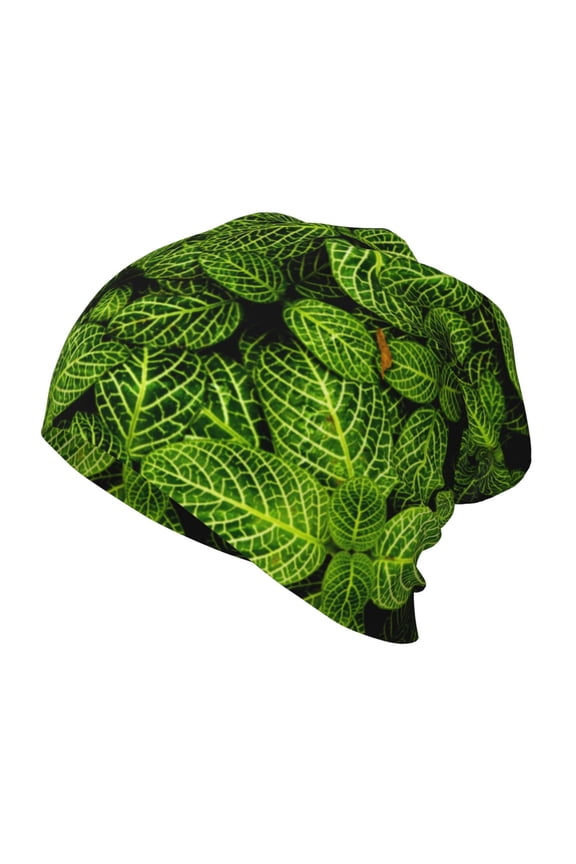 Tiny Green Fern Leaves Print Beanie Hat Toddler Girls Boys, Baby Hats Winter Warm Knitted Thermal, Kids Winter Caps