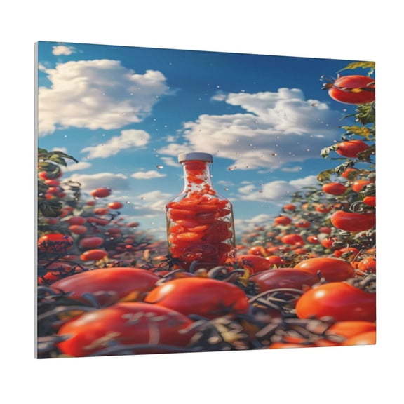 Xecao Tomato Field Bottle for Waterproof Framed Canvas Art - Modern Home Decor with Real Wood Frame for Gifting and Interior Design,Horizontal