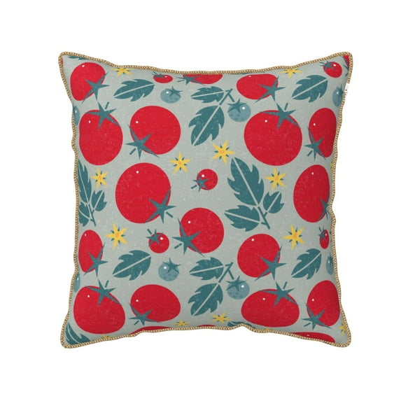 Xecao Tomato Print Soft Velvet Decorative Throw Pillow Covers, Square Cushion Cases for Bed, Sofa, Living Room, Car, and Indoor Outdoor Use-16"x16"