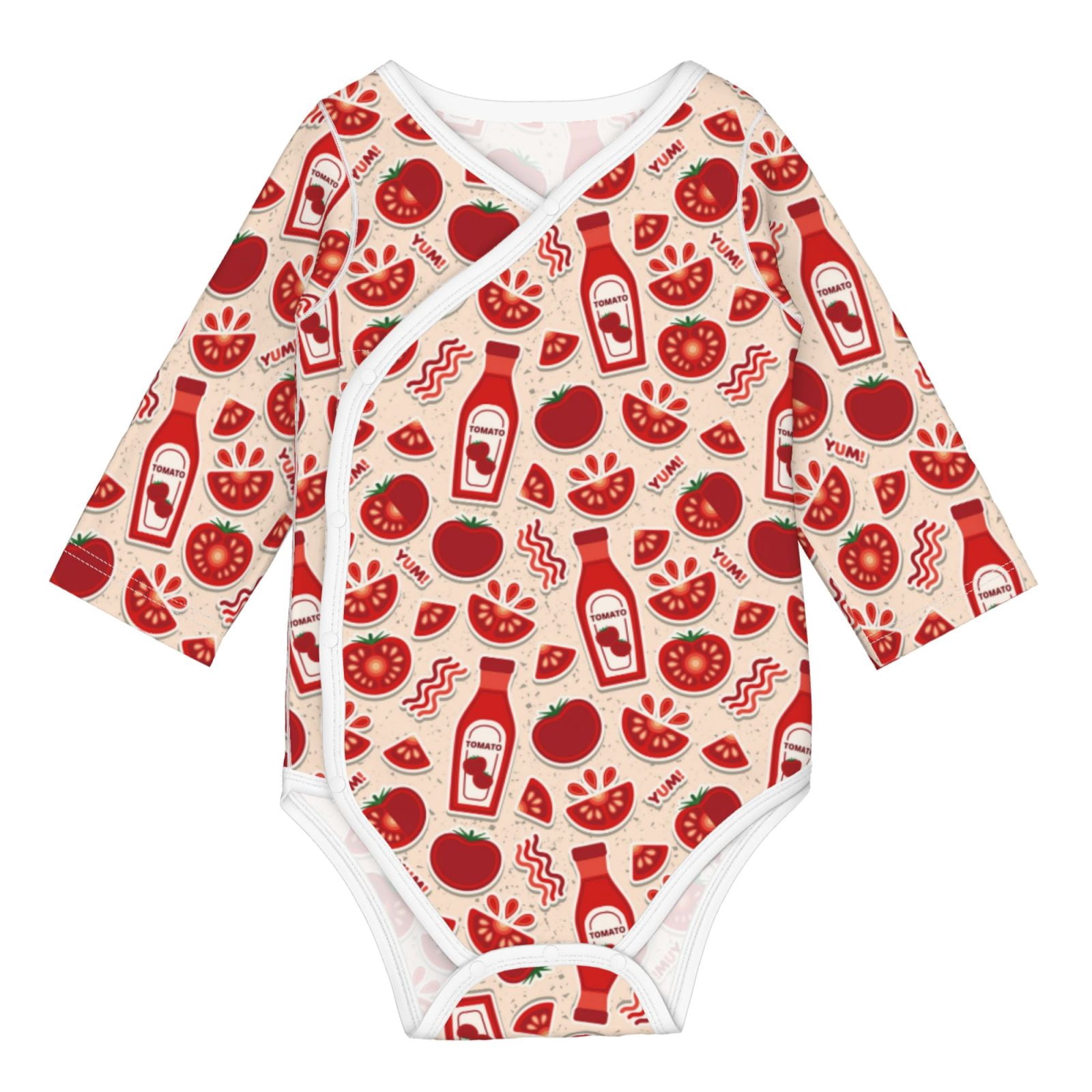 Xecao Tomatoes Print Baby unisex-baby Cotton Long-sleeve Bodysuits-18 Months