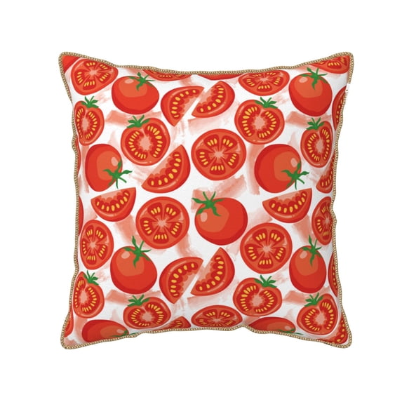 Xecao Tomatoes Print Soft Velvet Decorative Throw Pillow Covers, Square Cushion Cases for Bed, Sofa, Living Room, Car, and Indoor Outdoor Use-18"x18"