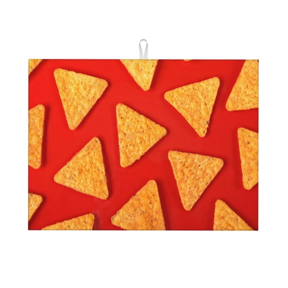 Xecao Tortilla chips Patten Microfiber Dish Drying Mat,Absorbent Dish Drainer Kitchen Counter,Super Absorbent Dish Drying Pads 1824 Inch