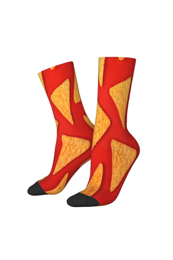 Tortilla chips Pattern Sport Socks for Women and Men Crew Socks Sporty Calf Socks Casual Socks