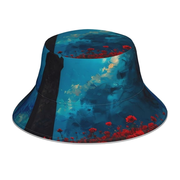 Xecao Tower And Red Roses Print Men and Women Night Reflective Hat Runner Cap Visor Bucket Hat Boonie Cap