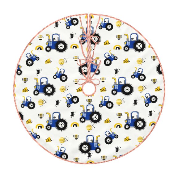 Xecao Tractor And Vehicle Pattern Christmas Tree Skirt Holiday Part Decorations for Christmas Tree, Farmhouse Christmas Decor Xmas Holiday Home Party Decorations-30"