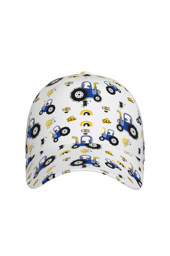 Tractor And Vehicle for Baseball Cap: Unisex, crafted from classic polyester twill fabric, featuring a soft unconstructed design