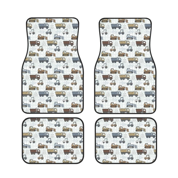 Xecao Tractor and Dumper Print Car Foot Mat Set of 4 Pieces Neoprene All-Weather Dust-Proof Stain-resistantCar Interior Decorative mats Non-Slip Mats
