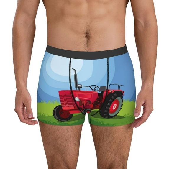 Xecao Tractor on farming land Men's Underwear Boxer Briefs Pack - Your ComfortSoft, Moisture-Wicking, and Breathable Choice for Men's Underwear-Small