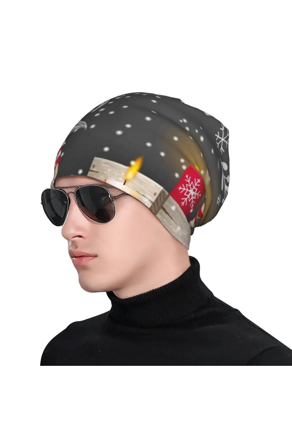 Traditional Scandinavian Dwarf Print Beanie Knitted Hat for Men Women, Winter Fashion Knit Cuffed Caps Unisex