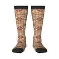 thumbnail image 1 of Xecao Traditional Tribal Aztec print thigh-high socks, crafted for both men and women with a stretchy, high-opaque design perfect for daily wear, 1 of 6