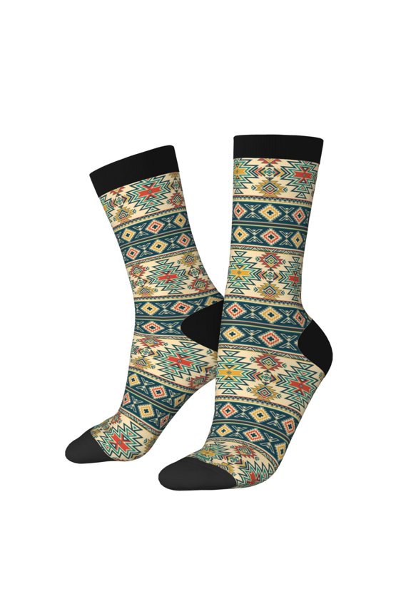 Traditional Tribal Aztec1 Pattern Sport Socks for Women and Men Crew Socks Sporty Calf Socks Casual Socks