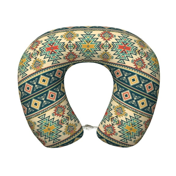 Xecao Traditional Tribal Aztec1 Print Memory Foam Cervical Neck Pillow Versatile U-Shaped Pillows for Home,Office,Camping,Travelling,Soft Washable Cover