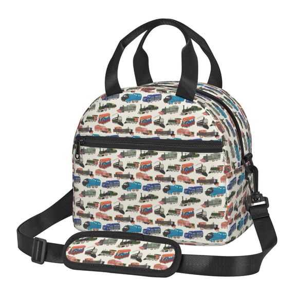 Xecao Train Print Insulated Lunch Box, Lunch Cags Lunch Bag Featuring An Adjustable Shoulder Strap