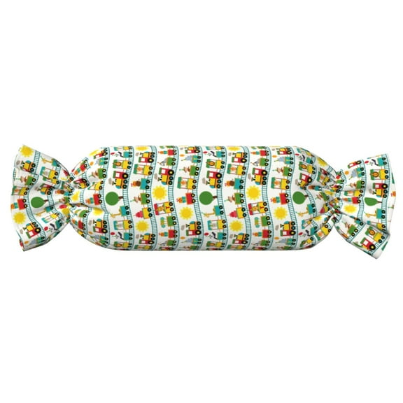 Xecao Train With Animals Print+Candy-Inspired Plush Pillow for Men Women Suitable for Beds, Sofas, Game Rooms Drawstring Closure