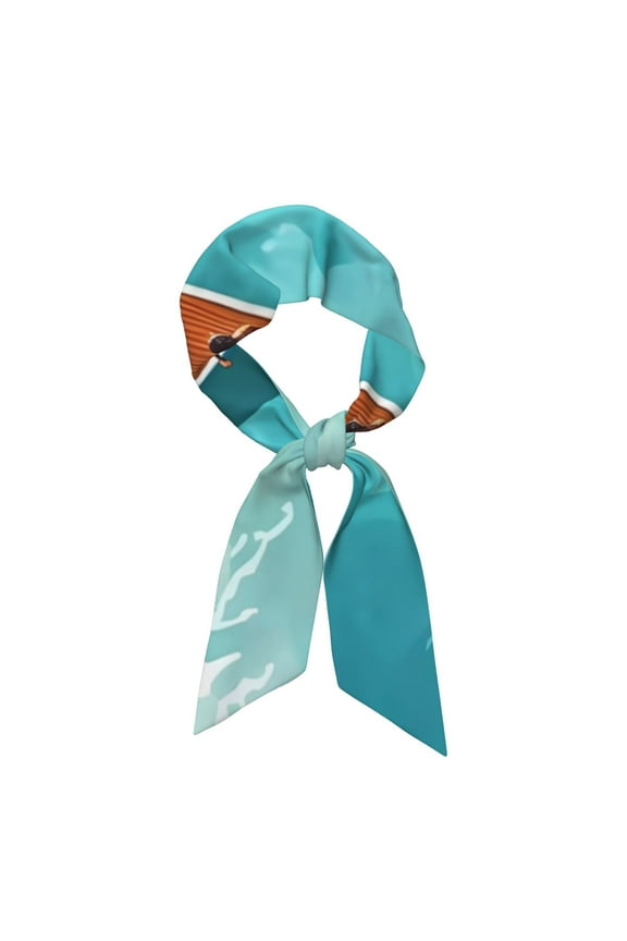 Tranquil Ocean Canoe Journey Pattern Large Satin Head Scarf - Satin Hair Scarves Silk Bandana Scarf Headscarf Silk Feeling Scarf for Women