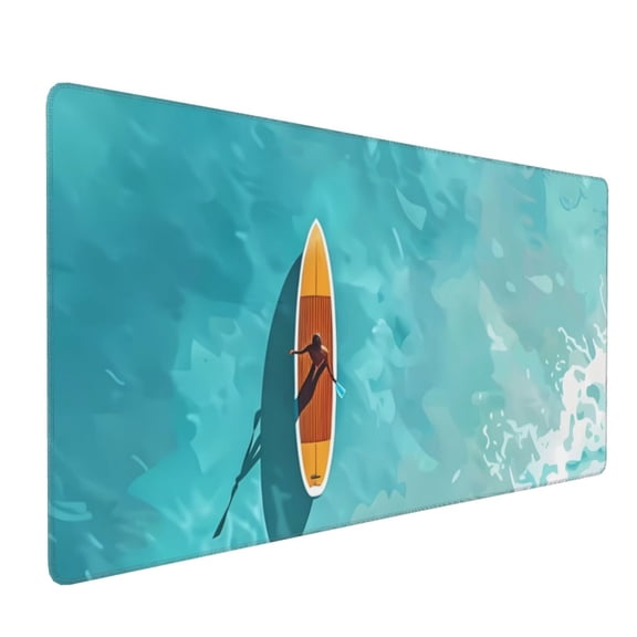 Xecao Tranquil Ocean Canoe Journey Print Large Mouse Pad, 16x35.5in Mousepad, Professional Non-Slip Rubber Base Big Mouse Pad, Mouse Pad for Gaming & Office Full Desk Mouse Pad