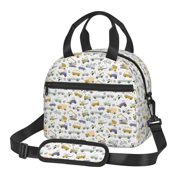 Xecao Transport 1 Print Insulated Lunch Box, Lunch Cags Lunch Bag Featuring An Adjustable Shoulder Strap