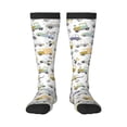 thumbnail image 1 of Xecao Transport 1 print thigh-high socks, crafted for both men and women with a stretchy, high-opaque design perfect for daily wear, 1 of 6