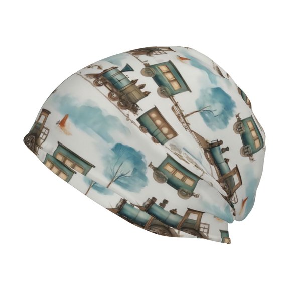 Xecao Transport Train Print Knit Hat,Winter Beanie for Men Women, Beanie Soft Warm Ski Stocking Cuffed Cap