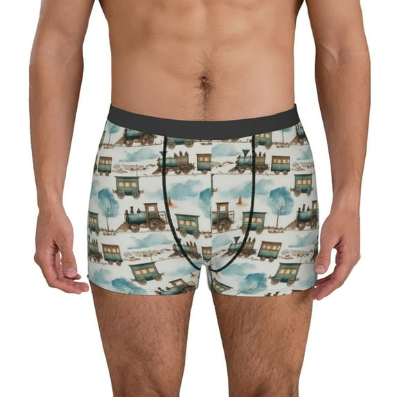 Xecao Transport Train Print Men's Underwear Boxer Briefs Pack - Your ComfortSoft, Moisture-Wicking, and Breathable Choice for Men's Underwear-XX-Large