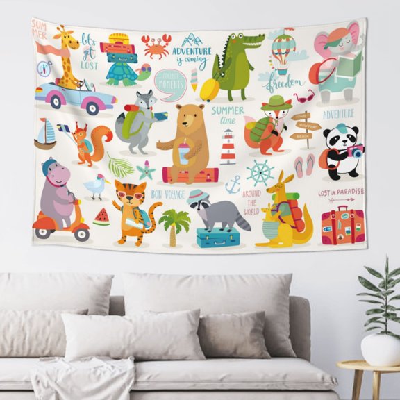 Xecao Travel Animals Print Tapestry, Wall Hanging Room Funny Decor, Backdrop Room Decor for Bedroom Living Room dormitory