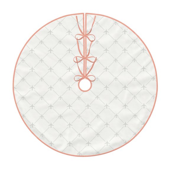 Xecao Travel Around The World Airplane Pattern Christmas Tree Skirt Round Xmas Tree Mat Base Cover for Holiday Home Decorations-36"