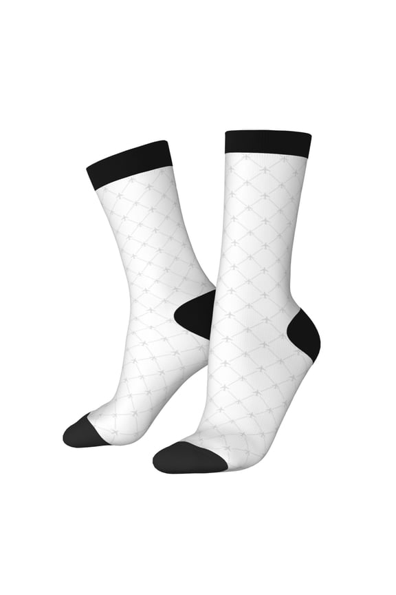 Travel Around The World Airplane Pattern Sport Socks for Women and Men Crew Socks Sporty Calf Socks Casual Socks
