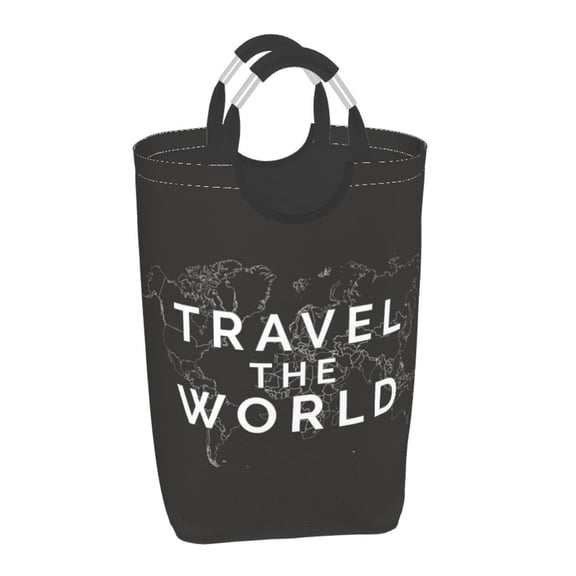 Xecao Travel The World1 for Laundry Basket,Collapsible Large Laundry Hamper,Wash Bag for Laundry Room, Rolling Laundry Basket with Handles