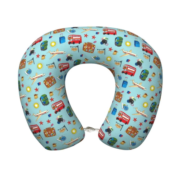 Xecao Travel1 Print Memory Foam Cervical Neck Pillow Versatile U-Shaped Pillows for Home,Office,Camping,Travelling,Soft Washable Cover