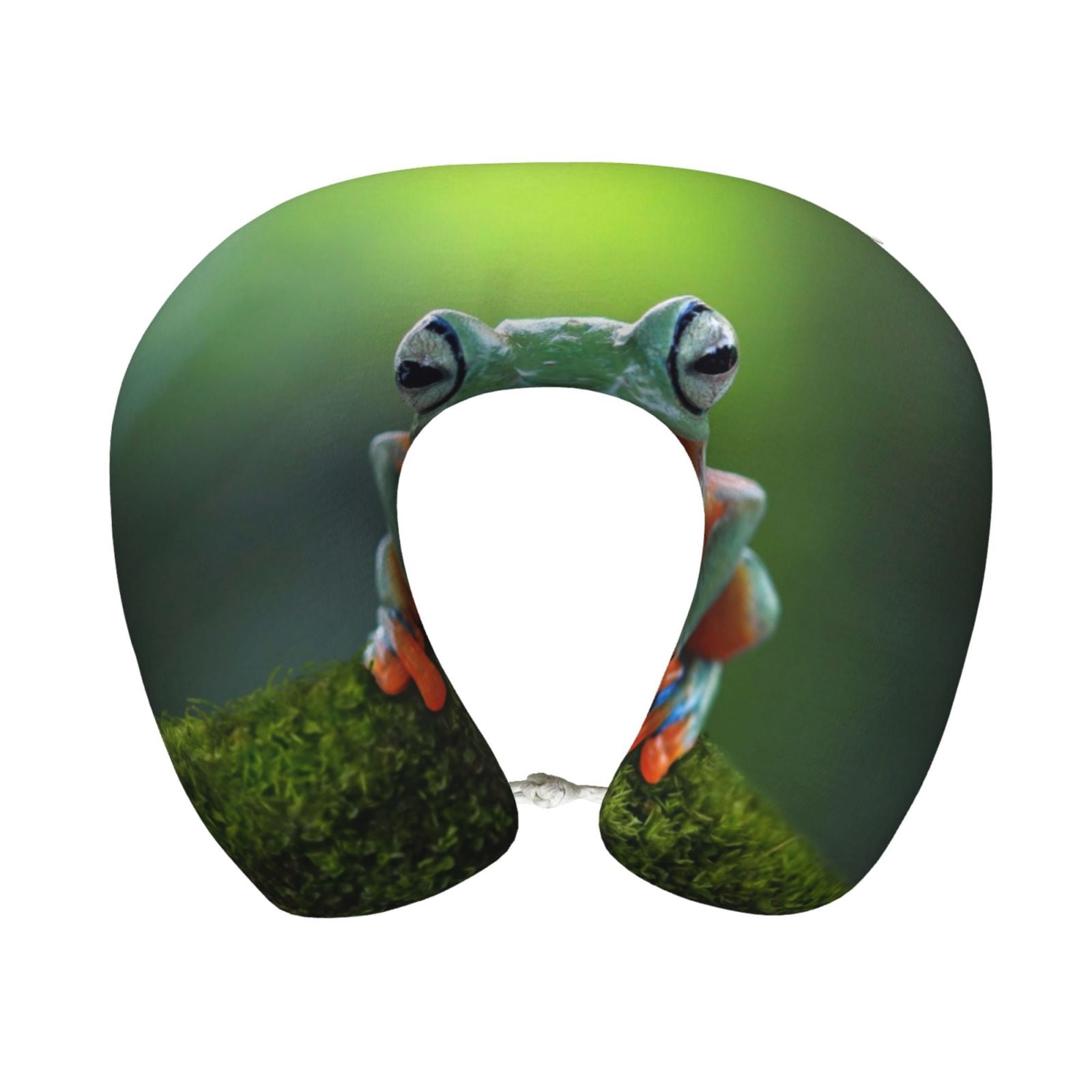 Xecao Tree Frog Print Memory Foam Cervical Neck Pillow Versatile U-Shaped Pillows for Home,Office,Camping,Travelling,Soft Washable Cover