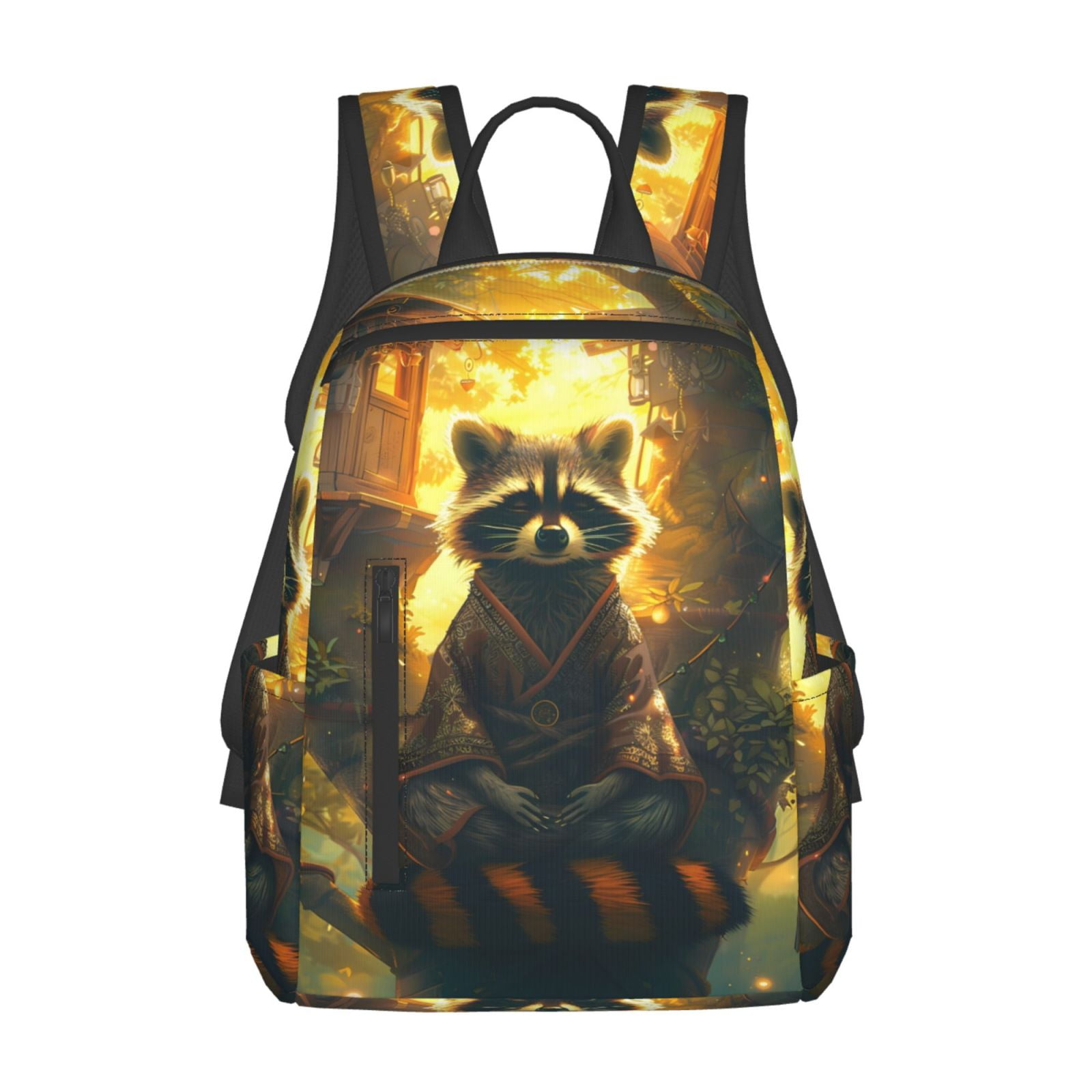 Anantty Foldable Backpack - Cute Raccoon Watermelon Lightweight Daypack For Travel, School, Outing