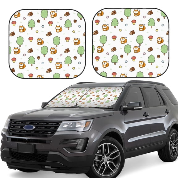 Xecao Tree Squirrel for Foldable Car Sun Shades (2-Pack) offer sun protection with an easy-fold design for convenient windshield shading.