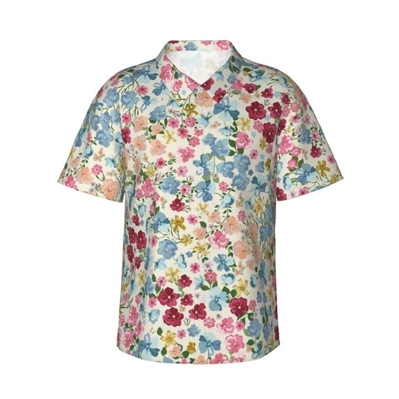 Xecao Trendy Floral Design print Hawaiian shirt - a stylish short-sleeve button-down for men, perfect for casual beach and tropical outings.