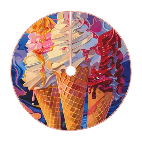 Xecao Trio Of Dripping Cones Pattern Christmas Tree Skirt Round Xmas Tree Mat Base Cover for Holiday Home Decorations-30"