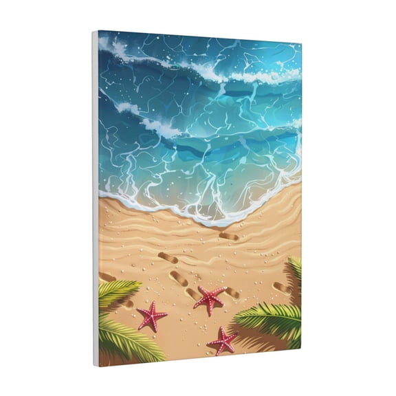 Xecao Tropical Beach With Starfish for Ready-to-Hang Canvas Art 12x16 Inches - Waterproof HD Print Solid Wood Frame for Gifting,Vertical