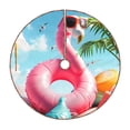 thumbnail image 1 of Xecao Tropical Flamingo Pool Float Pattern Christmas Tree Skirt Round Xmas Tree Mat Base Cover for Holiday Home Decorations-30", 1 of 6