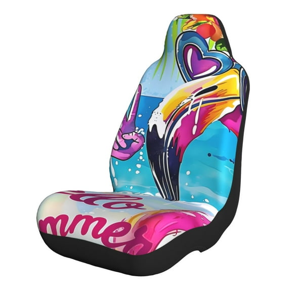 Xecao Tropical Flamingo Summer for Automotive Seat Covers for Cars Trucks and SUVs – Gray Car Seat Covers for Front Seats, Truck Seat Protectors-2 PCS