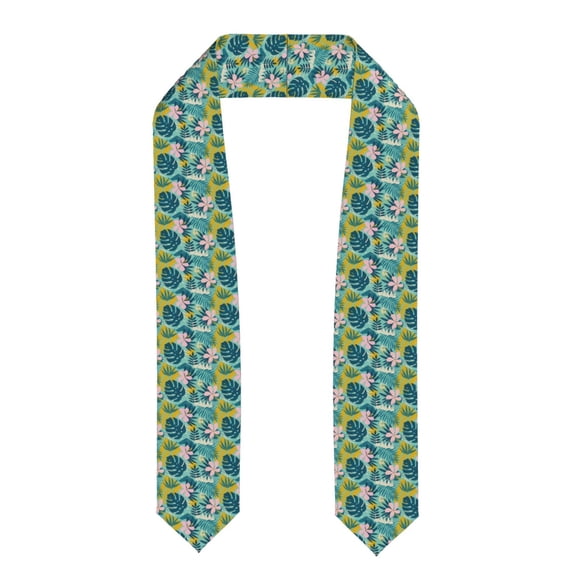 Xecao Tropical Floral Print Graduation Shawl Stole Honor Stole Adult 72" Academic Commencements