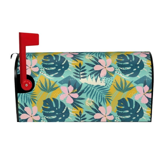 Xecao Tropical Floral for Mailbox Cover with Magnetic Strips, Waterproof and Sunscreen, Adds a Decorative Touch to Your Garden Yard.