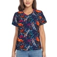 thumbnail image 1 of Xecao Tropical Flower for Women's V-Neck T-Shirts-Elegant Half-Sleeve Tops Perfect for Summer-X-Large, 1 of 5