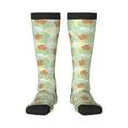 thumbnail image 1 of Xecao Tropical Flowers print thigh-high socks, crafted for both men and women with a stretchy, high-opaque design perfect for daily wear, 1 of 6