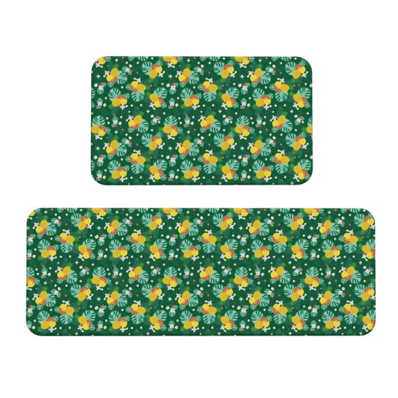 Xecao Tropical Fruit Patten Kitchen Rugs and Mats Sets,2 Pieces Non-Slip Washable Rugs, Kitchen Mat for Floor,Suit for Kitchen Decor and Accessories